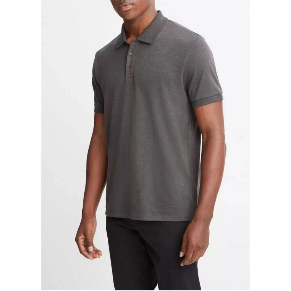 Vince. Slub Gray Taupe Polo Short Sleeve Shirt Men’s Medium 100% Cotton